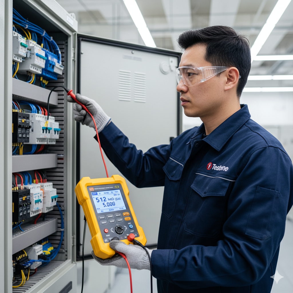 performing an insulation resistance test using a portable insulation tester